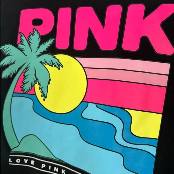 Y2k Inspired PINK Victoria's Secret Black Hoodie with Colorful Graphic - Picture 3 of 3
